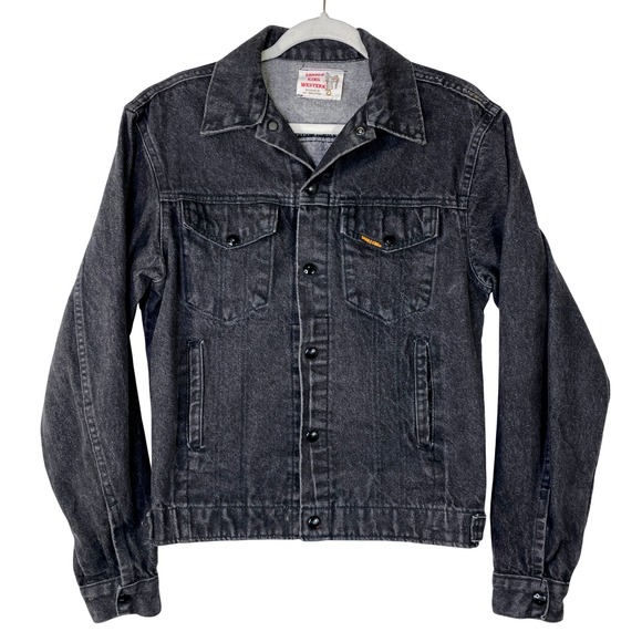 Saddle King Western Other - Vintage Saddle King Western Denim Jacket Mens Black Trucker Key Industries 42